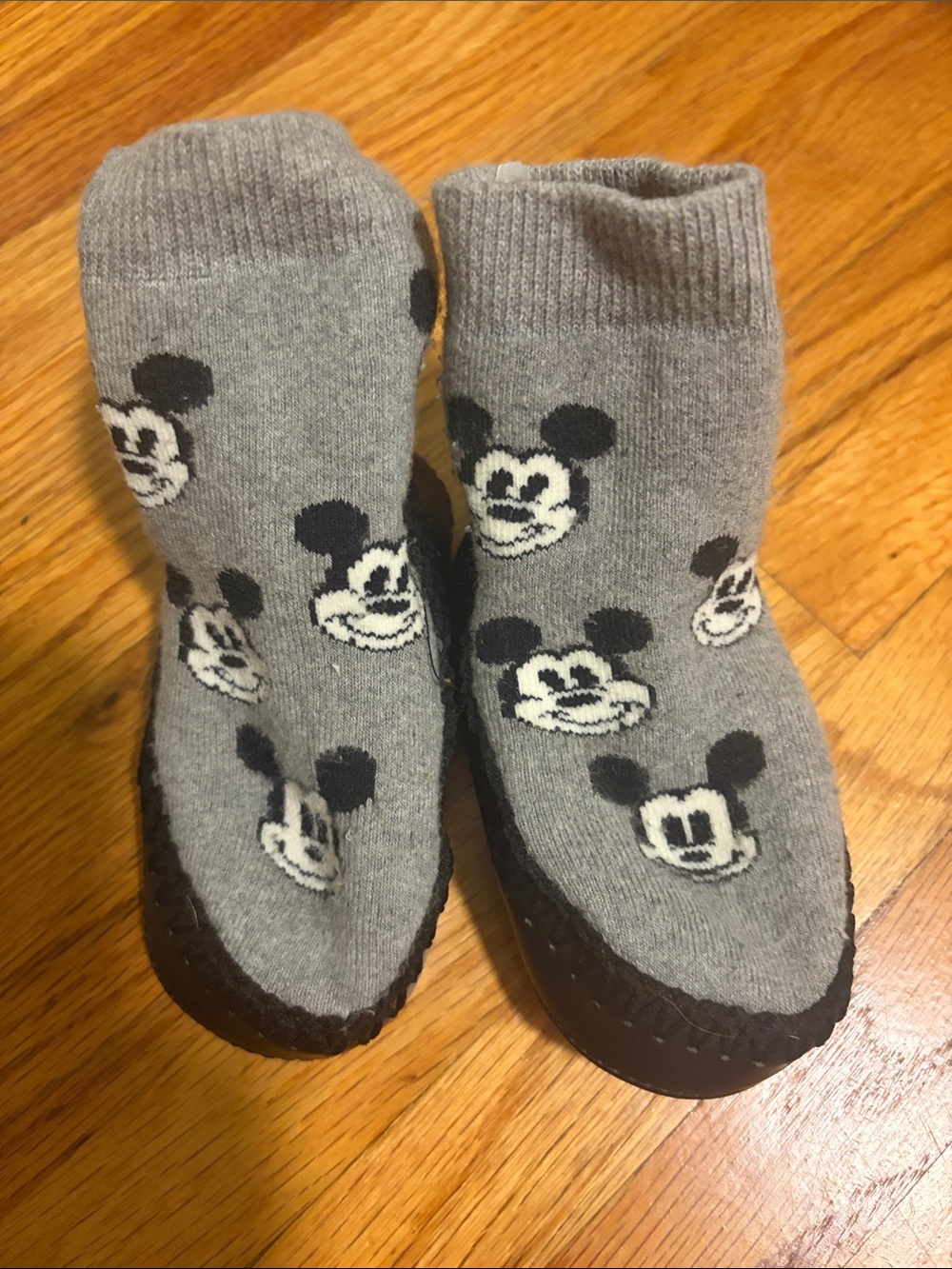 Disney Black and Gray Baby Mickey Crib Shoes